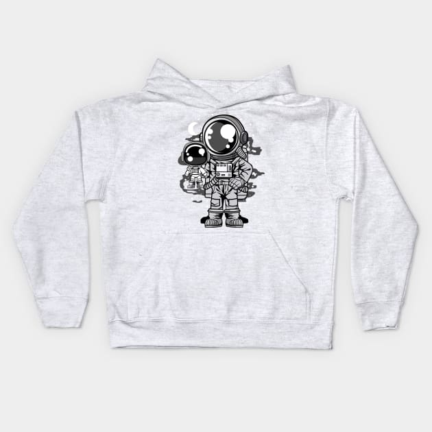 astronaut with doll Kids Hoodie by Mako Design 